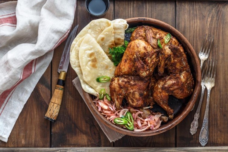 الدجاج التركي مع الخبز
