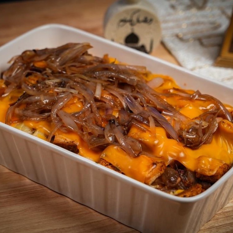 معكرونة بالبصل المكرمل والدجاج بالفيديو