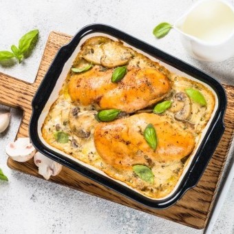 دجاج بالكريمة والفطر بطريقة المطاعم