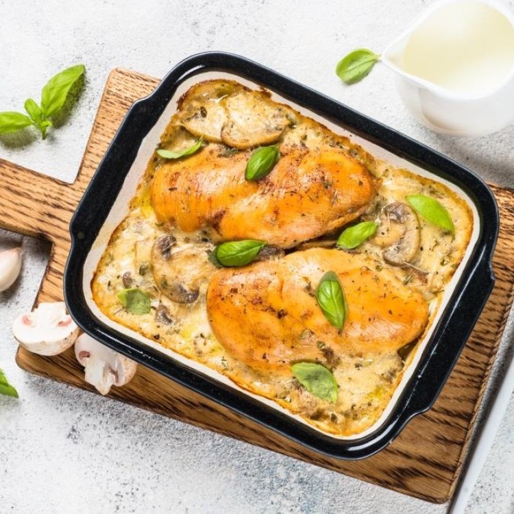 دجاج بالكريمة والفطر بطريقة المطاعم