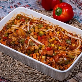 صينية الخضار والحمص بالفيديو