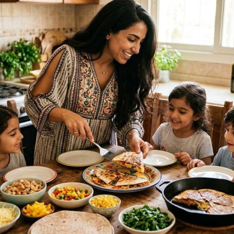 كساديا الجبن والدجاج والخضار