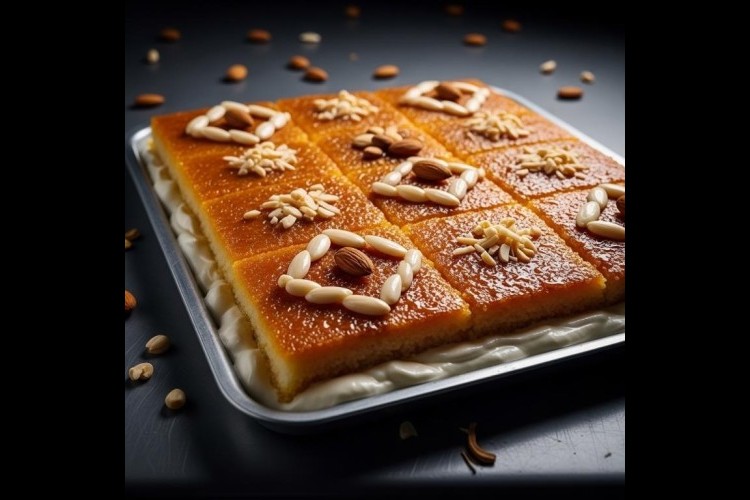 طريقة عمل البسبوسة بالقشطة وجوز الهند