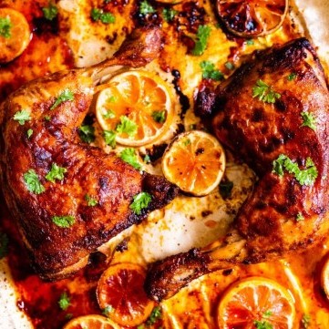 دجاج بالليمون والثوم بالفرن