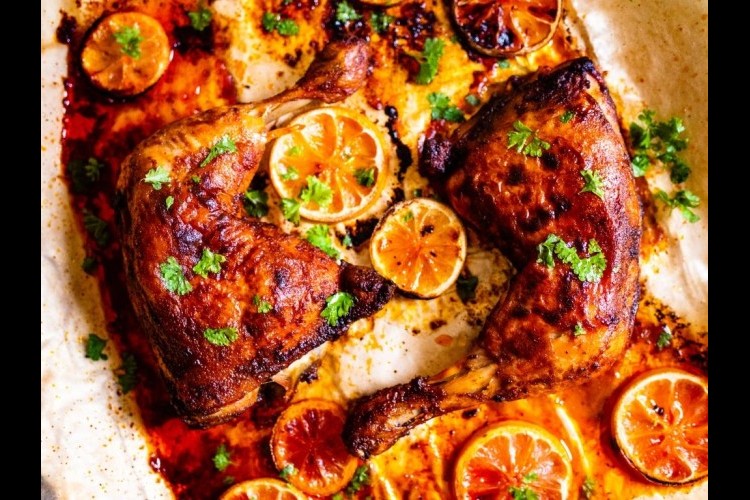 دجاج بالليمون والثوم بالفرن