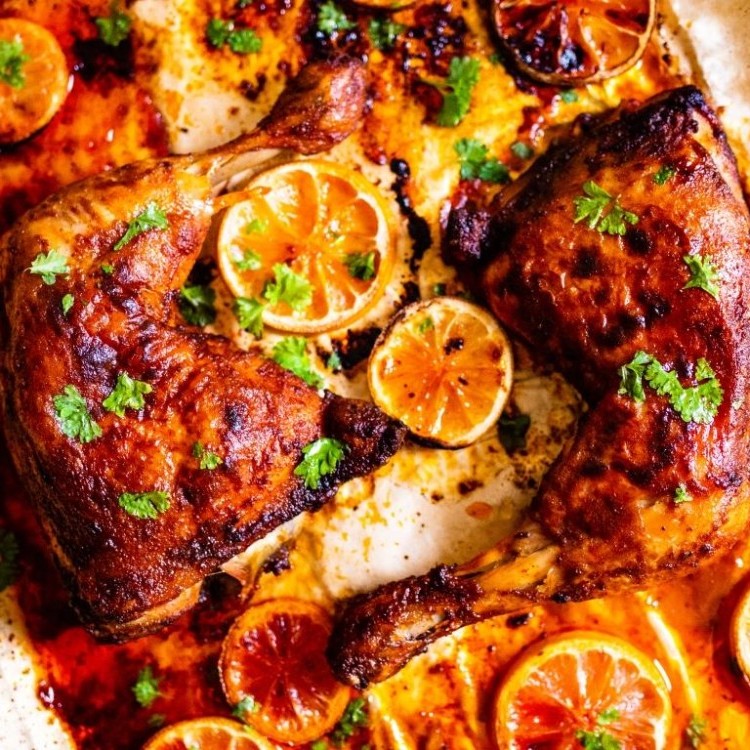 دجاج بالليمون والثوم بالفرن