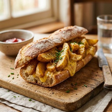 ساندويش البطاطس المقرمشة بالجبن