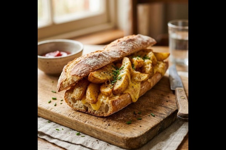 ساندويش البطاطس المقرمشة بالجبن