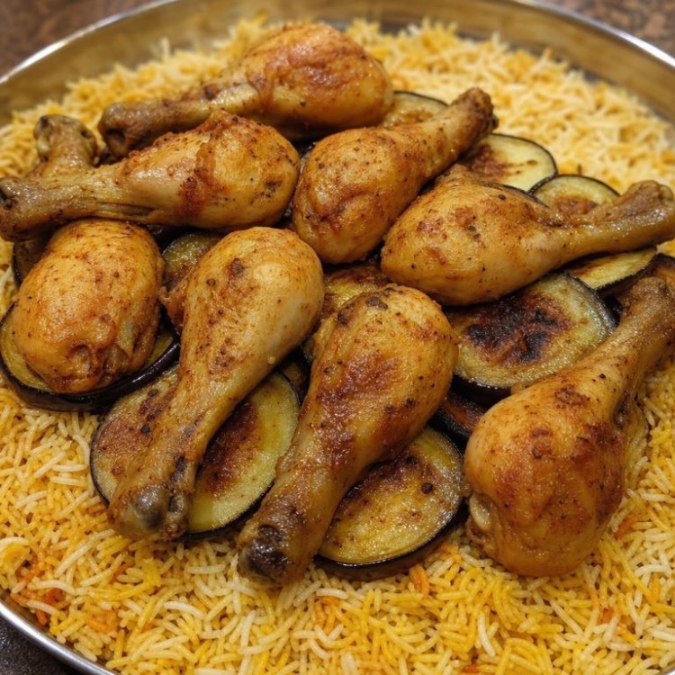 مقلوبة الدجاج مع الباذنجان