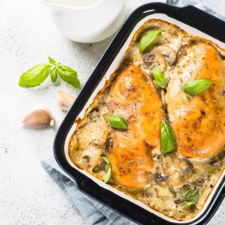 دجاج طري مع الكريمة والألياف 