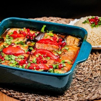 رولات الباذنجان باللحم والخضروات بالفيديو