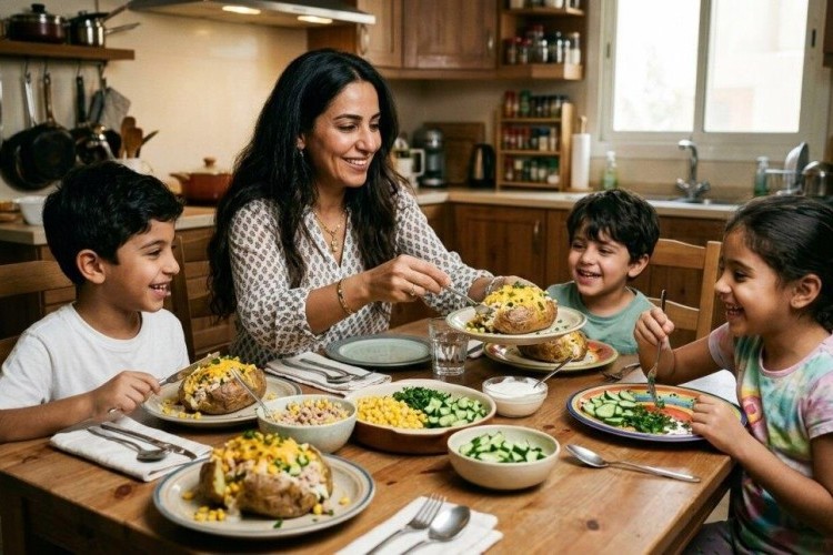 بطاطا مشوية محشوة بالتونة والذرة